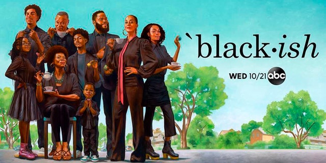 Artwork by Kadir Nelson highlighting the cast of 'black-ish' ahead of the show's seventh season. (Kadir Nelson/AB via AP)