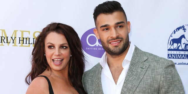 Britney Spears (left) and Sam Asghari (right) attend the 2019 Daytime Beauty Awards at Taglyan Complex on September 20, 2019 in Los Angeles, California.  (Photo by Paul Archuleta / FilmMagic)