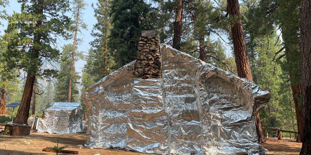 The Kern Canyon Ranger Station in Sequoia National Forest was wrapped in a protective wrap last week due an approaching wildfire.