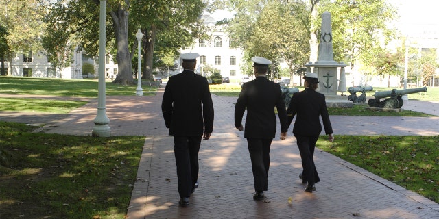Three cadets at the Naval Acadamy in Annapolis, Maryland (iStock)