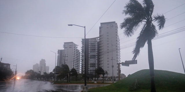 A view of a flooded street in Cancun, Mexico, Wednesday, Oct. 7, 2020.