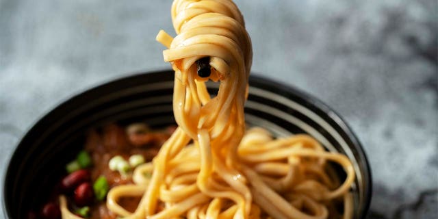 Chinese noodles with braised pork chop