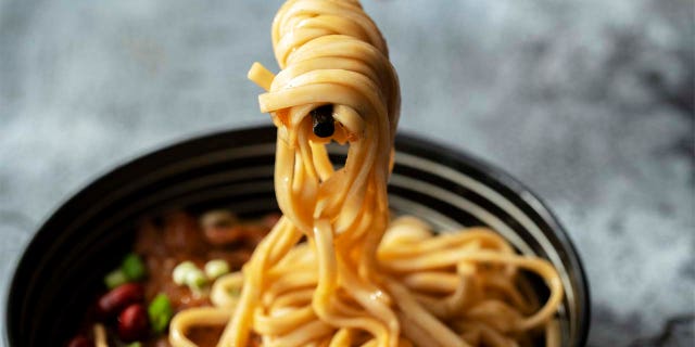Chinese noodles with braised pork chop