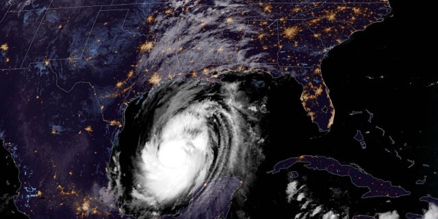 Hurricane Delta as seen over the Gulf of Mexico on Oct. 8, 2020.