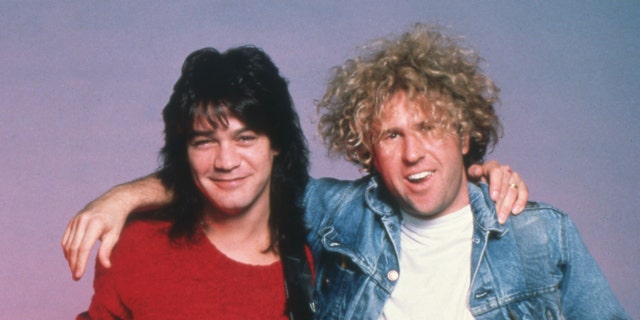 DETROIT - MAY 9: (LR) Dutch-American lead guitarist and songwriter Eddie Van Halen and American rock vocalist, songwriter and entrepreneur Sammy Hagar of hard rock band Van Halen. "5150" Tour at Joe Louis Arena, Detroit, Michigan, May 9, 1986.  (Photo by Ross Marino/Getty Images)