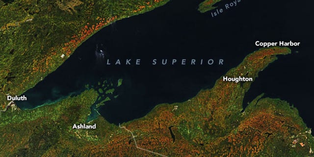 The most vibrant colors were seen in areas surrounding Lake Superior.