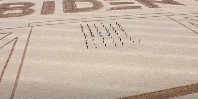 The Tama County Democrats billed their 30-acre cropfield carving in support of Joe Biden "the largest Biden sign west of the Mississippi."