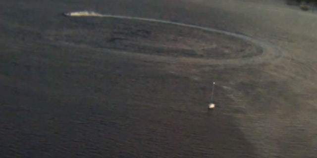 Three men who fell off the boat were then circled by the runaway vessel, forcing them to dive underwater to avoid serious injuries.