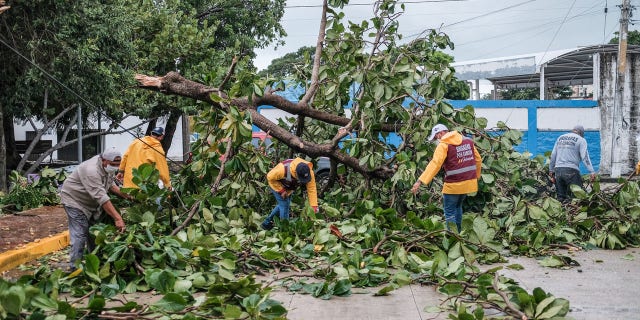 Damage in Cancun on Oct. 4, 2020, after Tropical Storm Gamma lashed Mexico.