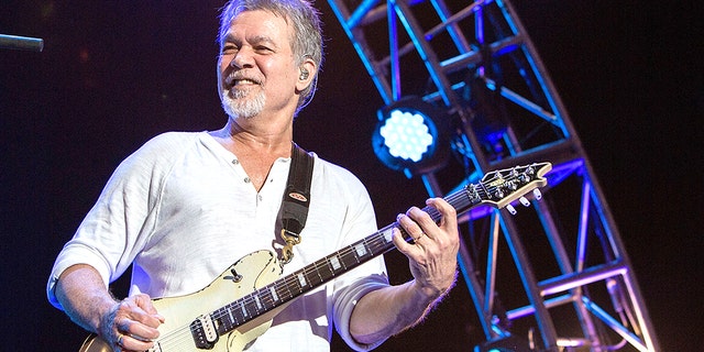 Guitarist Eddie Van Halen of Van Halen performs on stage at Sleep Train Amphitheatre on Sept. 30, 2015 in Chula Vista, Calif. (Getty Images)