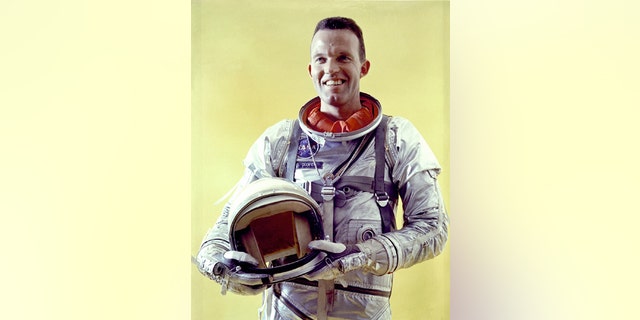 This undated NASA handout shows astronaut Gordon Cooper in a spacesuit. Cooper died on October 4, 2004, at his home in Los Angeles at the age of 77. One of the original Mercury Project astronauts, Cooper became the first man to spend 34 hours in space, as well as the first man to sleep in space.