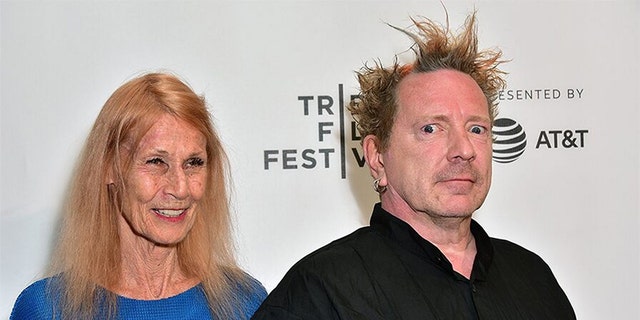 John Lydon, aka Johnny Rotten, and his wife Nora Forster, attend the 2017 Tribeca Film Festival - 'The Public Image Is Rotten' screening at Spring Studios on April 21, 2017, in New York City.