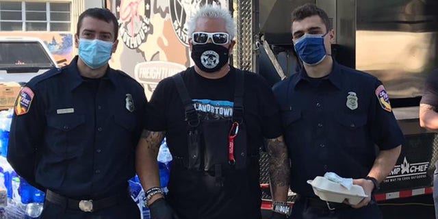 Guy Fieri fed firefighters from the Sonoma-Lake Napa Unit of the California Department of Forestry and Fire Protection over the weekend. (CAL FIRE LNU @CALFIRELNU)