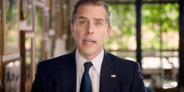 In this screenshot from the DNCC’s livestream of the 2020 Democratic National Convention, Hunter Biden, son of Democratic presidential nominee Joe Biden, addresses the virtual convention on August 20, 2020. (Photo by DNCC via Getty Images) (Photo by Handout/DNCC via Getty Images)