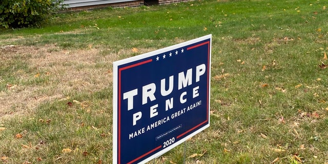 A yard sign for President Trump in Epping, New Hampshire on Oct. 20, 2020