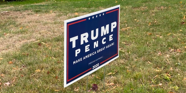 A yard sign for President Trump in Epping, New Hampshire on Oct. 20, 2020