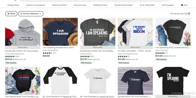 Shortly after the debate, sellers on Amazon and Etsy began selling shirts that said “I speak” or “Mr. Vice President, I speak