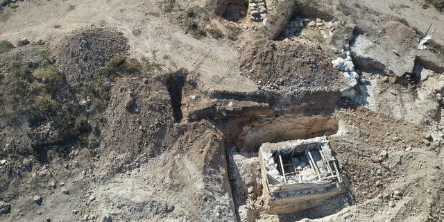 An aerial view of the mikveh, or ritual bath, and the ancient farmstead.