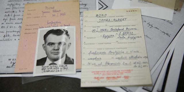 The documents of a suspected British agent called James Bond are pictured at the Institute of National Remembrance in Warsaw, Poland. (Reuters)