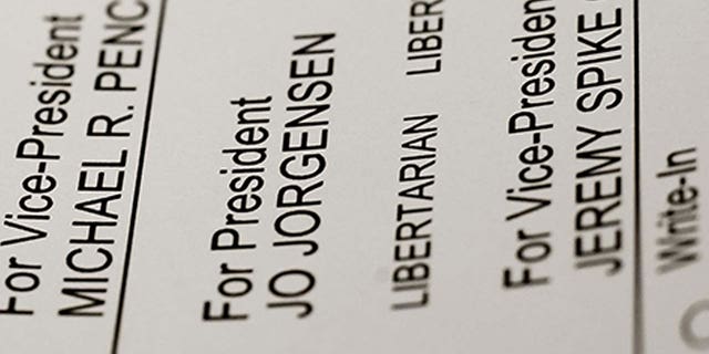 Reading, PA - September 28: A detail photo of the section of the ballot with the selections for President. Joseph R. Biden, Donald J. Trump, , and Jo Jorgensen. Mail in Ballot materials for the Nov. 3, 2020 election, photographed at the Election Services Office for Berks County Pennsylvania, in Reading, PA Monday morning September 28, 2020. (Photo by Ben Hasty/MediaNews Group/Reading Eagle via Getty Images)