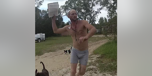 Robert Hoskins was arrested last week after striking a Marion County Sheriff's deputy with a Bible, reports said.