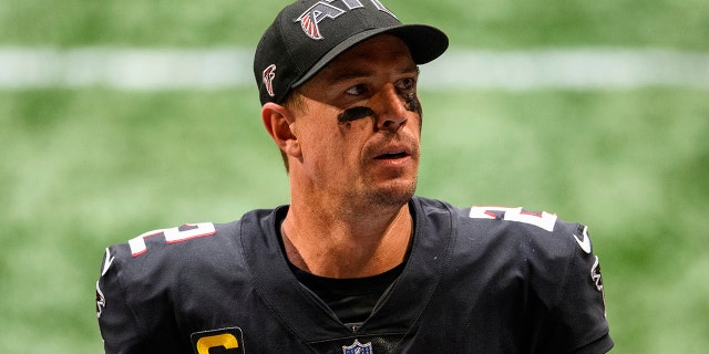Falcons quarterback Matt Ryan walks off the field after the Chicago Bears game in Atlanta on Sept. 27, 2020.