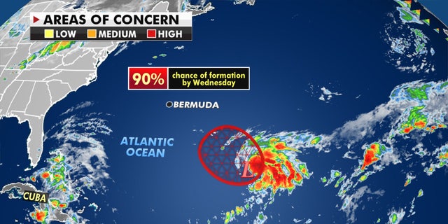 There's a 90% chance a tropical system develops near Bermuda in the next five days.