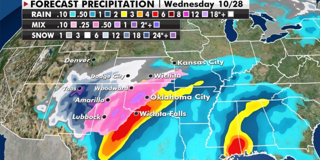 Forecast precipitation through Wednesday.