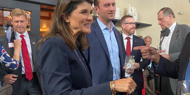 Former U.S. ambassador to the United Nations Nikki Haley, a former GOP governor of South Carolina, headlines a campaign event for congressional candidate Matt Mowers, the Republican nominee in New Hampshire's 1st District, in Bedford, N.H. on Oct. 1, 2020.