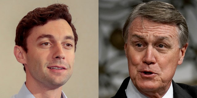 Ossoff, left, and Perdue, right