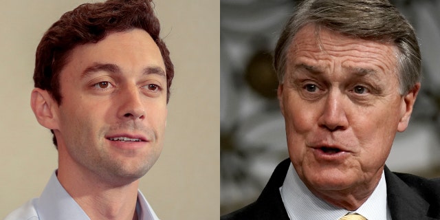 Ossoff, left, and Perdue, right