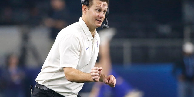 Memphis head coach Ryan Silverfield looks on during the first half against Penn State at the NCAA college football Cotton Bowl game, Saturday, Dec. 28, 2019, in Arlington, Texas. Memphis hopes to finally play its first game in nearly a month, the American Athletic Conference opener Saturday, Oct. 3, 2020, at SMU (3-0). (AP Photo/Ron Jenkins, File)