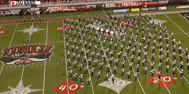 The Jackson State University marching band playing during a football game. (Source/Jackson State University, Roderick Little)