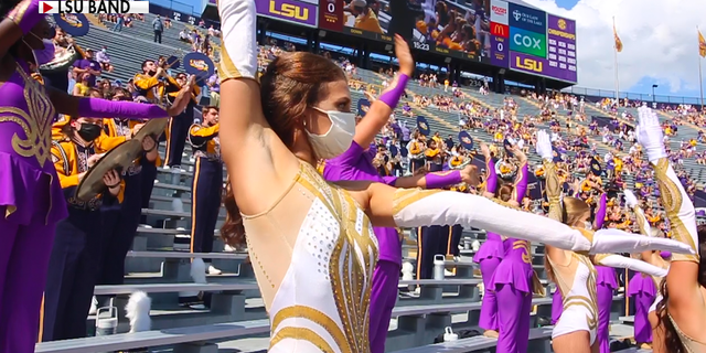 The Louisiana State University marching band during a football game after the coronavirus pandemic began (Source/Louisiana State University)