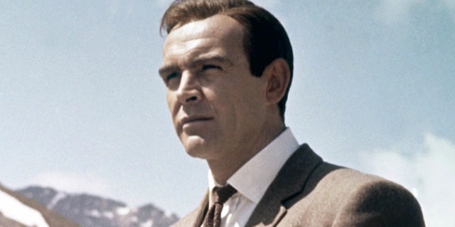 Actor Sean Connery on the set of "Goldfinger".