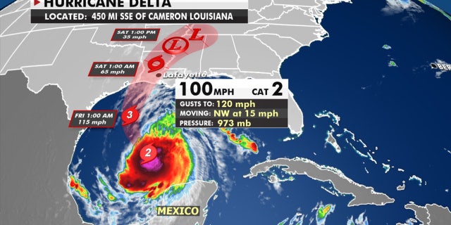 The forecast track of Hurricane Delta.
