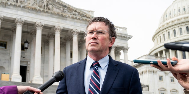 Rep. Thomas Massie, R-Ky., said it's not logical to require legal travelers to be vaccinated but not illegal immigrants who are crossing into the U.S. by the millions each year. (Photo By Bill Clark/CQ-Roll Call, Inc via Getty Images)