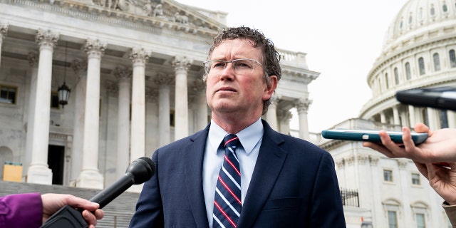 Rep. Thomas Massie, R-Ky., said it's not logical to require legal travelers to be vaccinated but not illegal immigrants who are crossing into the U.S. by the millions each year. (Photo By Bill Clark/CQ-Roll Call, Inc via Getty Images)