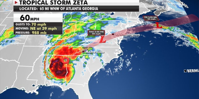 The forecast track of Zeta.