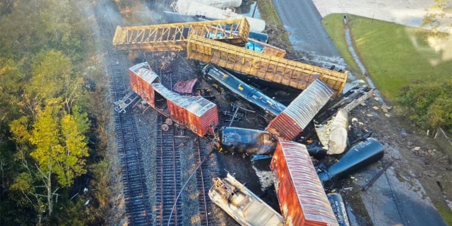 Aerial photos of the crash show a mangled pileup of train cars, some of them torn apart and others flipped upside-down or on their sides.