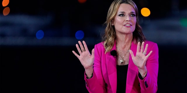 Moderator Savannah Guthrie speaks during an NBC News Town Hall with President Donald Trump at Perez Art Museum Miami, Thursday, Oct. 15, 2020, in Miami. (AP Photo/Evan Vucci)