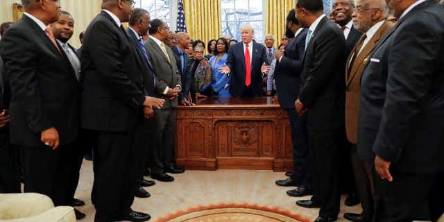President Donald J. Trump welcomes the presidents of Historically Black Colleges and Universities to the Oval Office – February 27, 2017. Photo: The White House.