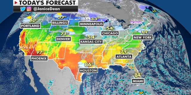 The national forecast for Tuesday, Oct. 20, 2020.