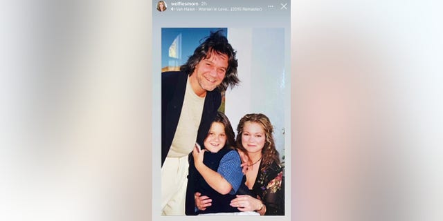 Valeri Bertinelli, ex-wife of Eddie Van Halen, shared a throwback photo featuring herself, the rocker and their young son Wolfgang on her Instagram story on Wednesday.