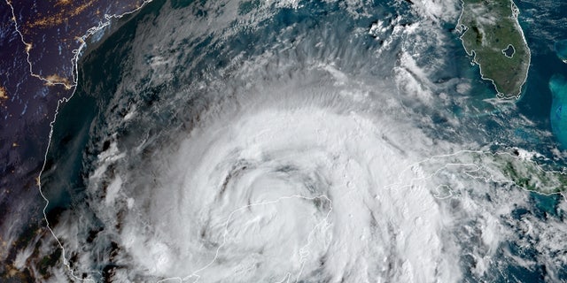 Zeta, now a tropical storm, moves over Mexico's Yucatan Peninsula on Tuesday, Oct. 27, 2020.