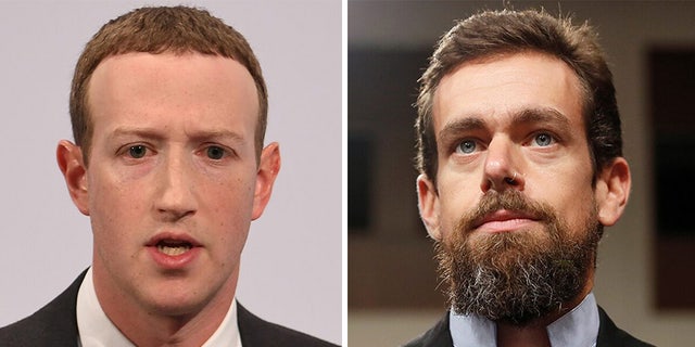 Facebook CEO Mark Zuckerberg (left) and Twitter CEO Jack Dorsey with testify before a Senate committee this week.
