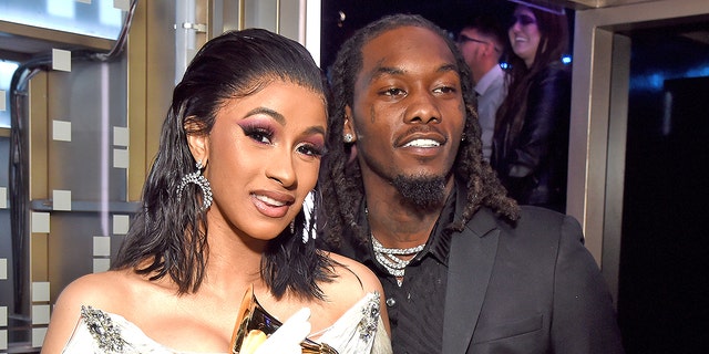 Cardi B and Offset backstage during the 61st Annual Grammy Awards on Feb. 10, 2019, in Los Angeles, California.  