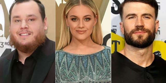 Luke Combs (left), Kelsea Ballerini (center) and Sam Hunt (right) are among the six artists to lead the nominations with three nods each.