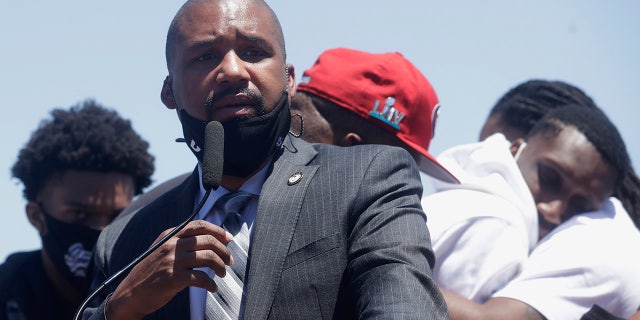 FILE - In this July 7, 2020, file photo, Supervisor Shamann Walton speaks at a news conference in San Francisco. (AP Photo/Jeff Chiu, File)