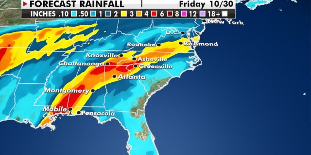 Potential rain amounts through Friday after Zeta makes landfall along the Gulf Coast.